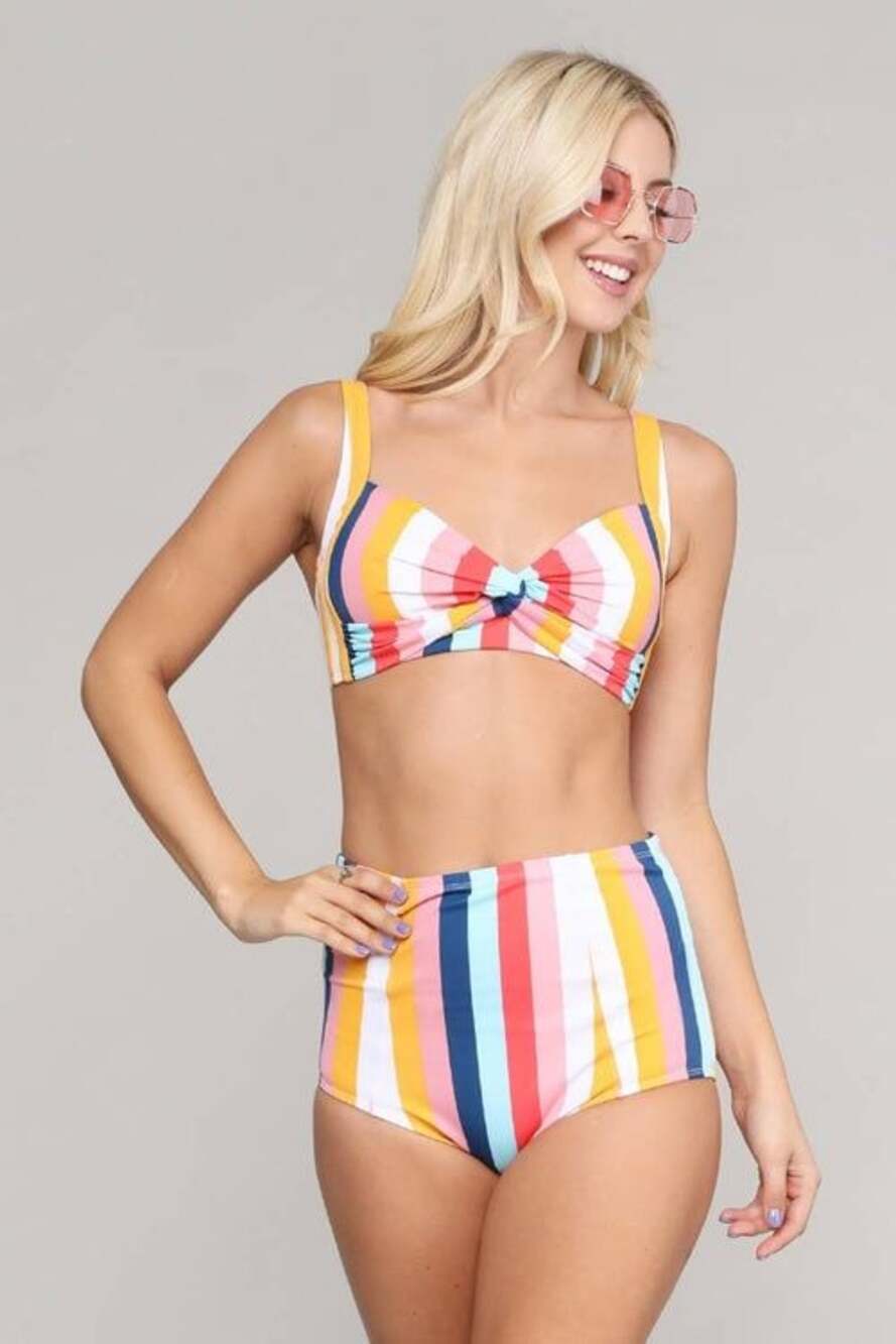 Marina West Swim Retro Twist High-Rise Bikini Set, XXL
